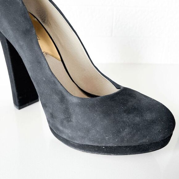 Michael Kors Womens Haven Suede Chunky Platform Heels Black 9M - Picture 8 of 9